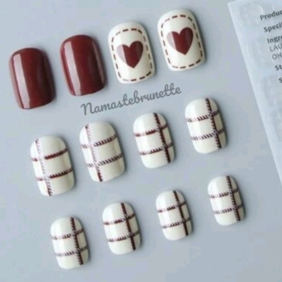 2/$16 Square Heart Press On Nails - Picture 1 of 17